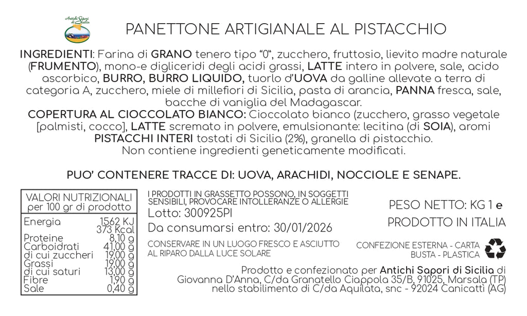 Panettone al Pistacchio con Crema di Pistacchio