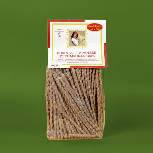 Pasta Siciliana (Busiata Trapanese) con Farina Integrale Tumminia